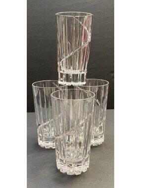 4 Mikasa Uptown Highball Lead Crystal Glass Tumblers 5.5" tall - NEW w/out Box